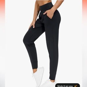 THE GYM PEOPLE Women's Black Joggers Athletic Leggings Tapered Lounge Pant Large